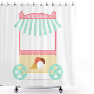 Personality  Ice Cream Tent. Flat Style. Mobile Kiosk With Dessert. Shower Curtains