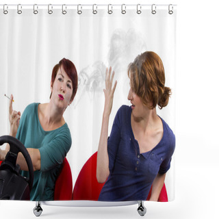 Personality  Female Smoking While Driving Shower Curtains