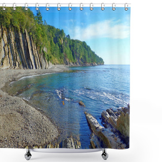 Personality  Kiselev Cliff Also Known As Cliff Of Tears, Tuapse, The Black Sea, Russia. The Cliff Towers 46 Meters Above The Sea. Popular Tourist Destination Shower Curtains