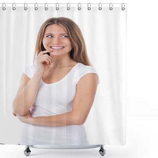 Personality  Cheerful Woman Attracted Shower Curtains