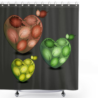 Personality  Vector Heart From Leaves. Shower Curtains