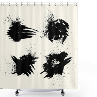 Personality  Collection Of Smears With Black Paint, Strokes, Brush Strokes, Stains And Splashes, Dirty Lines, Rough Textures. Elements Of Artistic Design. Shower Curtains