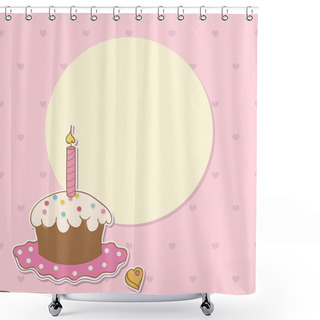 Personality  Birthday Background With Girl And Cake Shower Curtains