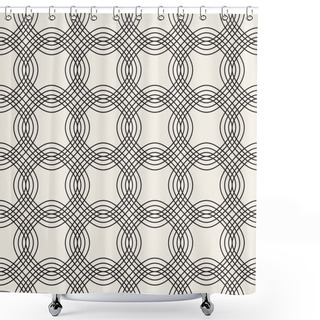 Personality  Vector Seamless Pattern. Modern Stylish Texture. Geometric Striped Ornament. Monochrome Lattice Shower Curtains