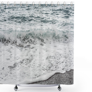 Personality  Waves Splash On Sandy Beach In Summer  Shower Curtains
