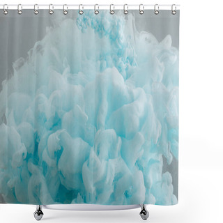 Personality  Close Up View Of Light Blue Paint Swirls Isolated On Grey Shower Curtains