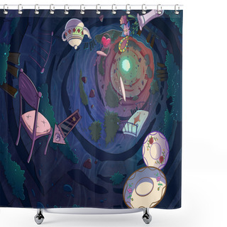 Personality  Down The Rabbit Hole. Shower Curtains