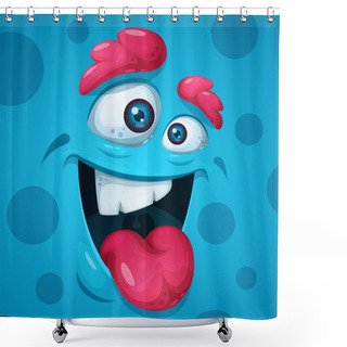 Personality  Funny, Cute, Crazy Monster Characters. Halloween Illustration. Shower Curtains