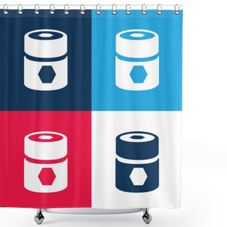 Personality  Barrel With Pentagons Blue And Red Four Color Minimal Icon Set Shower Curtains