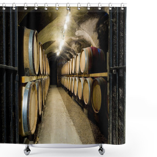 Personality  Wine Cellar In Burgundy Shower Curtains