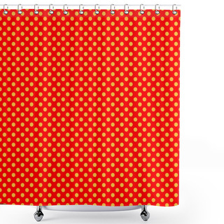 Personality  Pop Art, Comic Yellow And Red Dotted, Circles Seamlessly Repeatable Geometric Pattern. Pointillist, Pointillism And Stipple, Stippling Retro Art Illustration Shower Curtains
