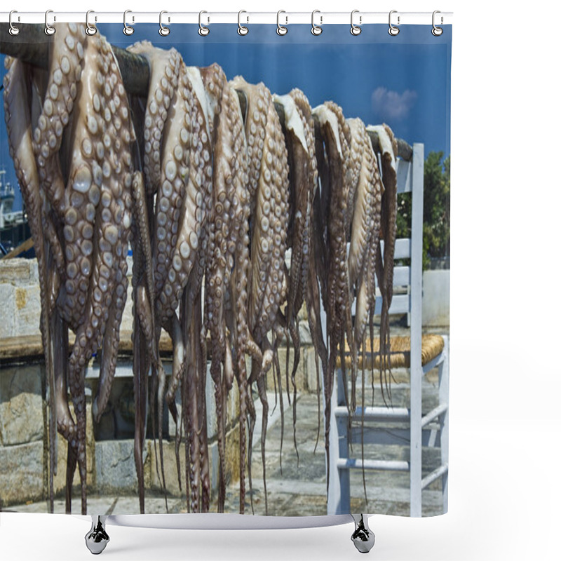 Personality  Octopus Fished In Naxos Island Shower Curtains