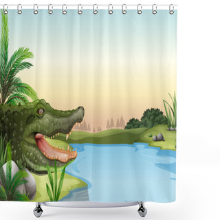Personality  A Reptile At The River Shower Curtains