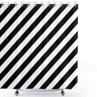Personality  Black And White Diagonal Lines Shower Curtains