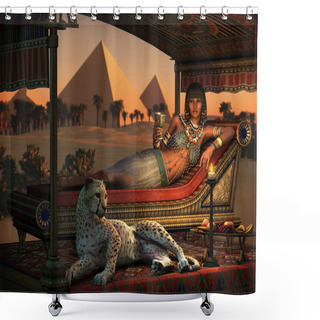 Personality  Dinner At The Pyramids, 3d CG Shower Curtains