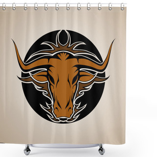 Personality  Bull Graphic Mascot Head With Horns. Vector Illustration Shower Curtains