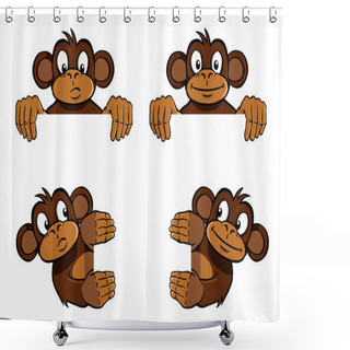 Personality  Monkey Frame Decoration Shower Curtains