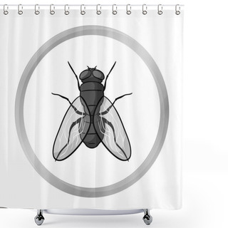Personality  Fly Icon In Monochrome Style Isolated On White Background. Insects Symbol Stock Vector Illustration. Shower Curtains