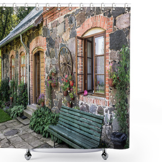 Personality  Facade Wall Of Traditional Latvian House  Shower Curtains