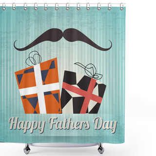 Personality  Happy Fathers Day Vintage Card. Vector Shower Curtains
