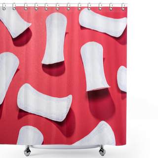 Personality  Scattered Protective Daily Pads On Red Shower Curtains