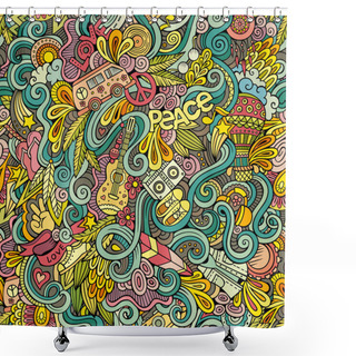 Personality  Cartoon Hand-drawn Doodles On The Subject Of Hippie Style Theme Shower Curtains