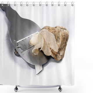 Personality  Slicing A White Truffle Shower Curtains