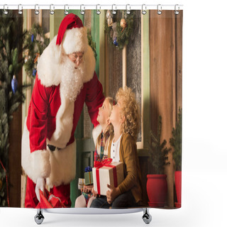 Personality  Santa Claus And Children With Gift Boxes  Shower Curtains