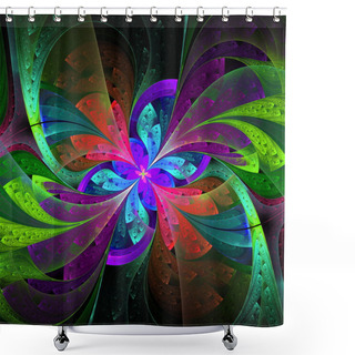 Personality  Multicolor Beautiful Fractal Flower. Computer Generated Graphics Shower Curtains