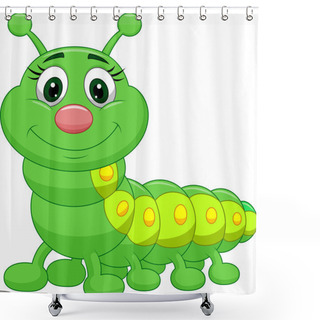 Personality  Cute Green Caterpillar Cartoon Shower Curtains