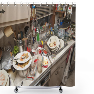 Personality  Dirty Dishes Shower Curtains