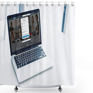 Personality  Laptop With Linkedin Website Shower Curtains
