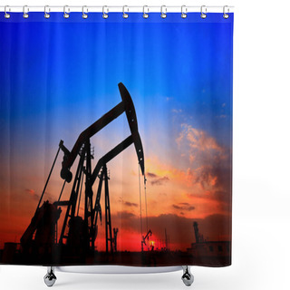 Personality  The Oil Pump, Industrial Equipment Shower Curtains