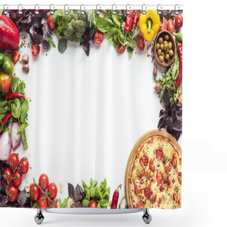 Personality  Italian Pizza And Fresh Vegetables Shower Curtains