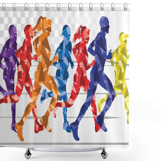 Personality  Marathon Runners Colorful Background Illustration Vector Shower Curtains