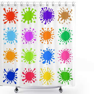 Personality  Sixteen Multicolored Hand Drawn Paint Splashes Shower Curtains