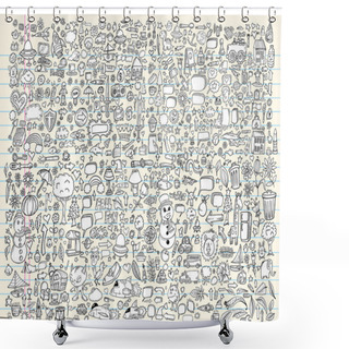 Personality  Massive Mega Doodle Sketch Notebook Vector Elements Set Illustration Art Shower Curtains