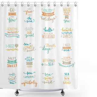 Personality  Vector Colored Lettering On Sea / Ocean Theme. Shower Curtains