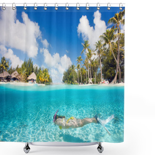 Personality  Woman Swimming Underwater Shower Curtains