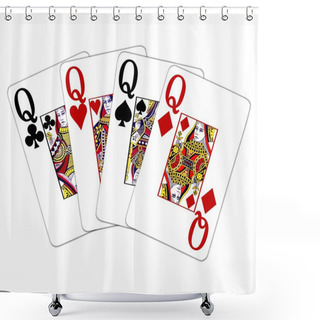 Personality  Poker Hand Quads Queens Shower Curtains