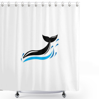 Personality  Whale Tail Icon Vector Illustration Shower Curtains