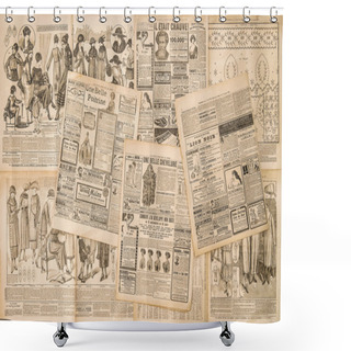 Personality  Newspaper Pages With Antique Advertising Shower Curtains