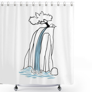 Personality  Vector Illustration Of Waterfall. Shower Curtains