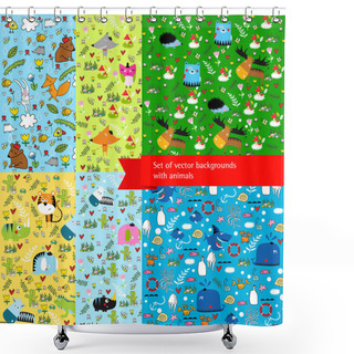 Personality  Set Of Patternss With Animals Shower Curtains