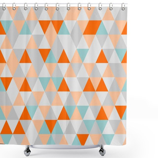 Personality  Grey, Orange, Pink And Mint Green Triangle Geometric Mosaic Seamless Pattern Or Tile Vector Background Wallpaper Shower Curtains