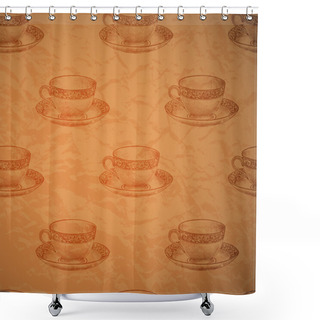 Personality  Vector Vintage Background With Cup. Shower Curtains