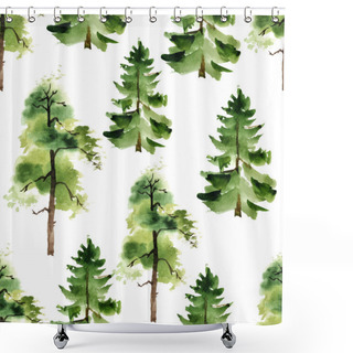 Personality  Watercolor Trees Seamless Pattern Shower Curtains