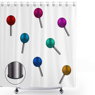 Personality  Vector Modern Colorful Pins Set On White Shower Curtains