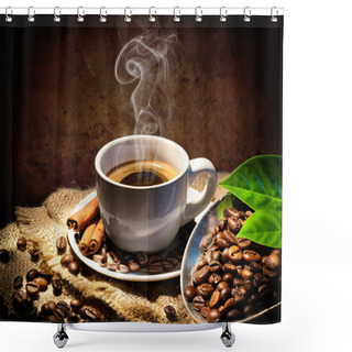 Personality  Aroma And Taste In Traditional Coffee Cup Shower Curtains