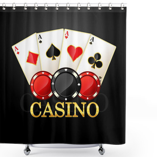 Personality  Casino Element Poker Cards And Chips Shower Curtains